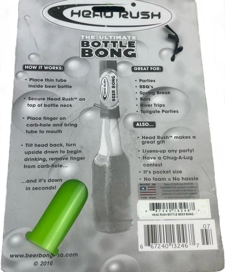 Head Rush Bottle Beer Bong Carded
