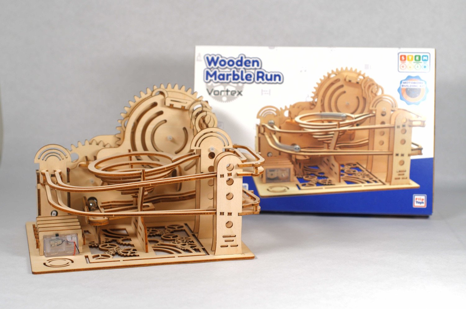 Wooden Vortex Marble Run  Construction Set 109pc.