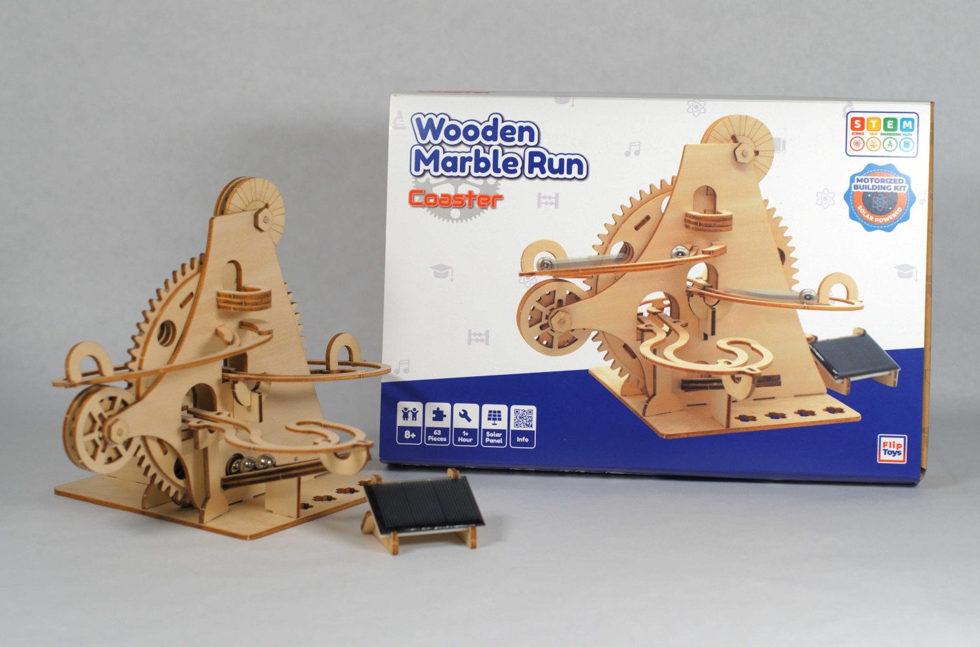 Wooden Coaster Marble Run  Construction Set 63pc.