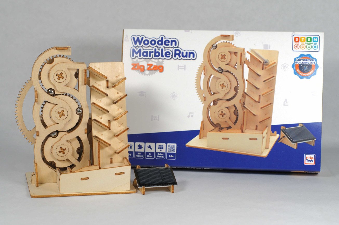 Wooden Zig Zag Marble Run  Construction Set 68pc.