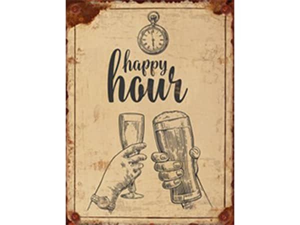 Happy Hour Vintage Metal Sign - 12*16 in - Jetzam