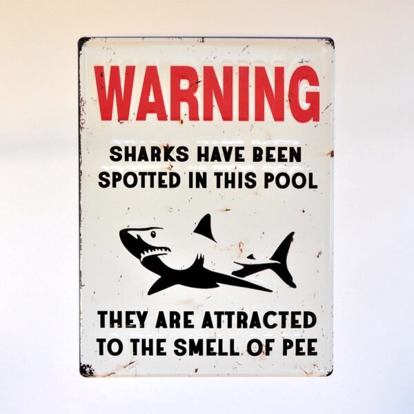 Shark Spotted Warning 3D Metal Sign - 16*12 in