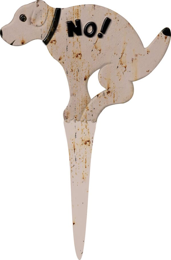 No Pooping Metal Garden Stake (WHT) - 16*12*28 in