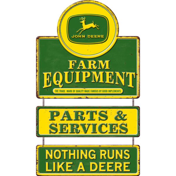 John Deere Farm Equipment Embossed Metal Sign - 25*16 in