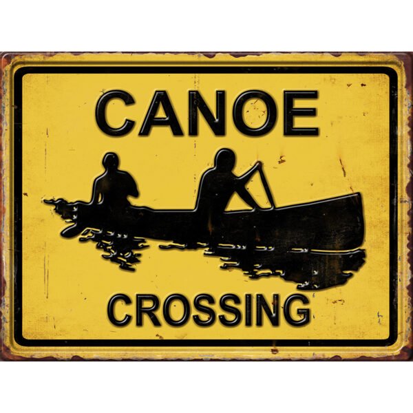 Canoe Crossing Embossed Metal Sig - 16*12 in