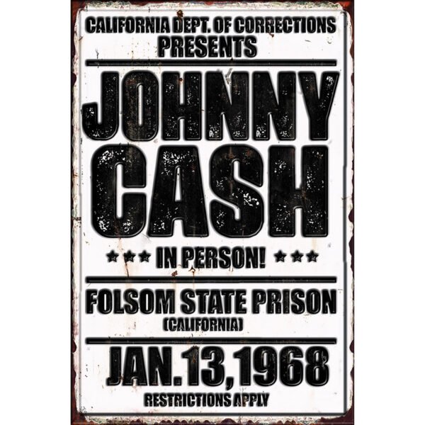 Johnny Cash 3D Embossed Metal Sign - 12*8 in